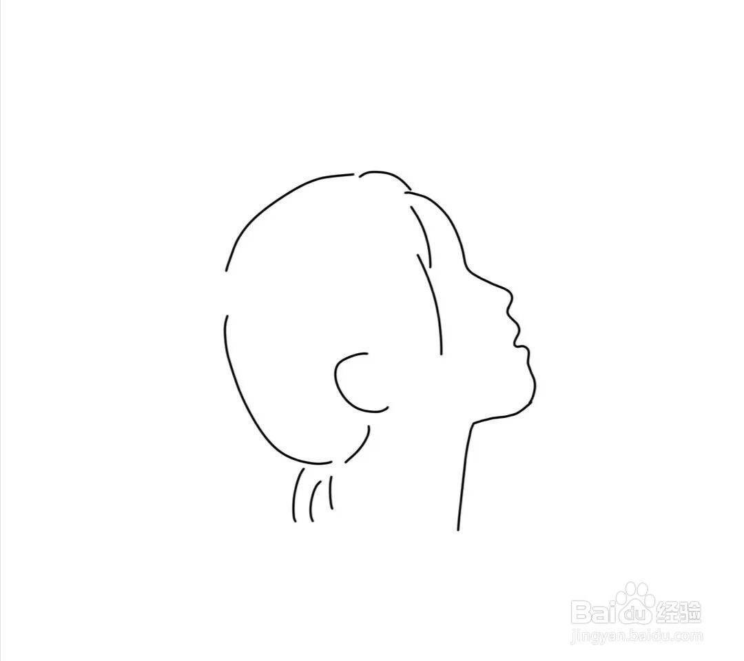 女孩侧脸简笔画教程