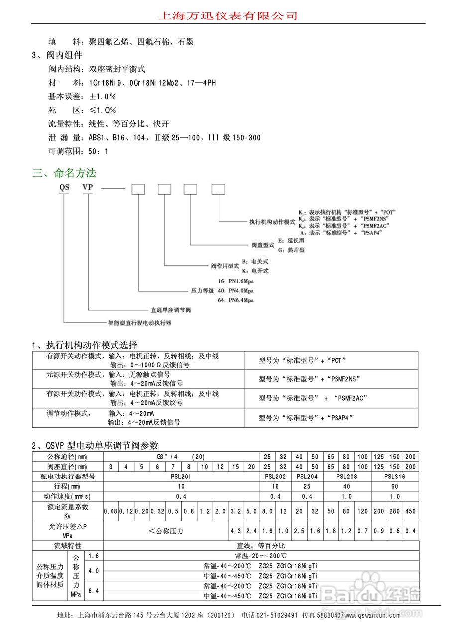 QSTP系列智能电动引进单座调节阀说明书:[1]