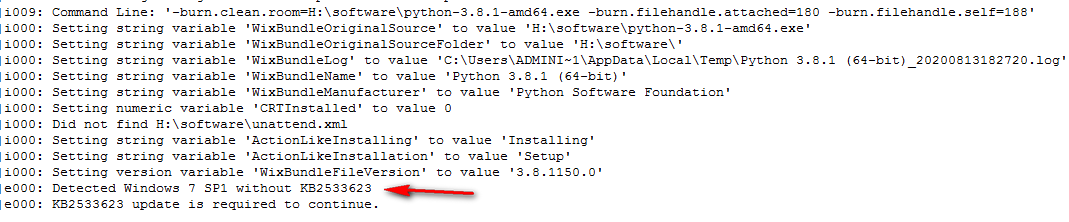 python3.8.1安装失败,提示更新windows SP1