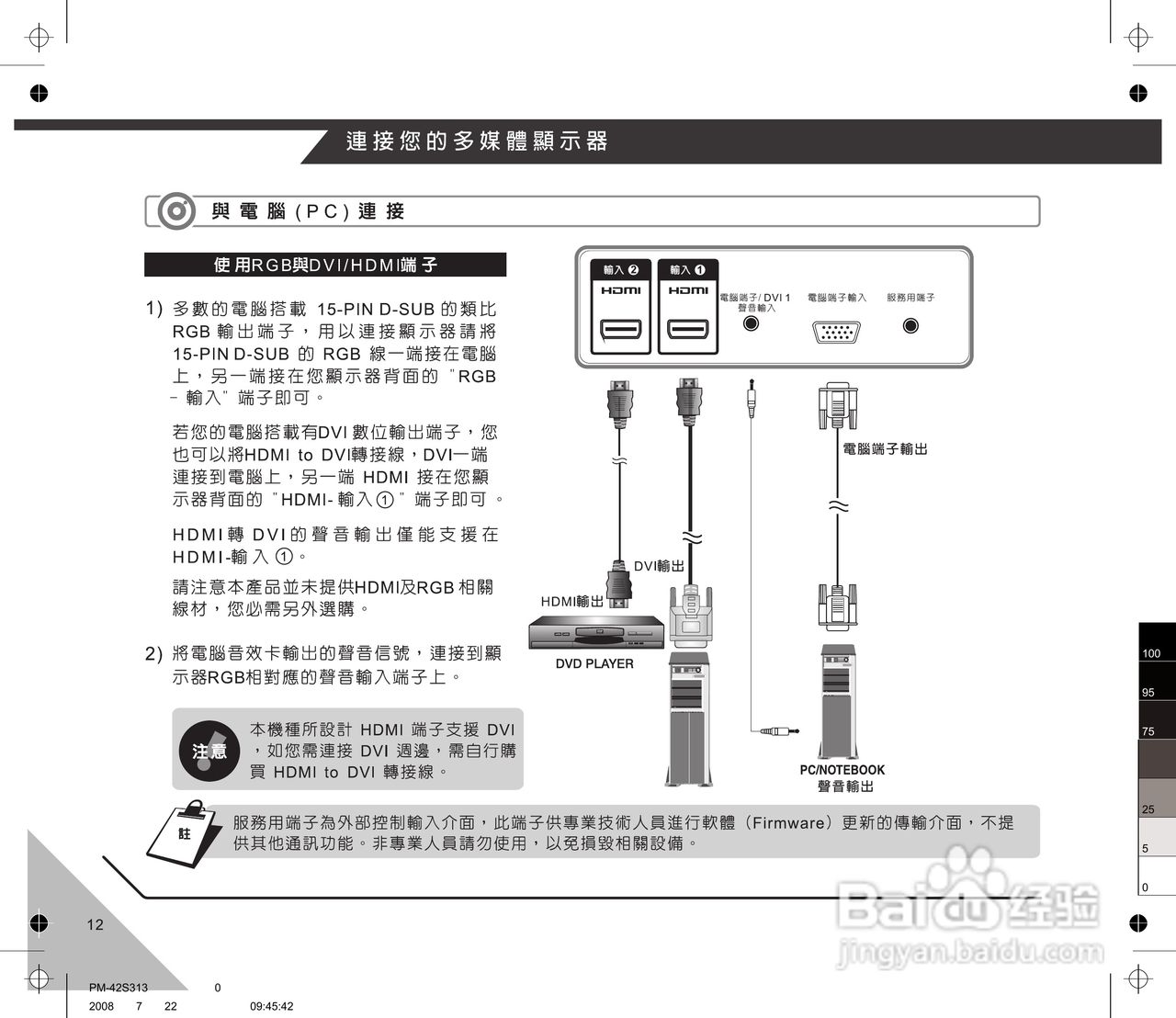 声宝PM-42S313型多媒体电视显示器说明书:[2]
