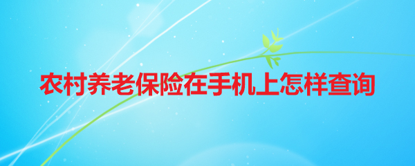 农村养老保险在手机上怎样查询