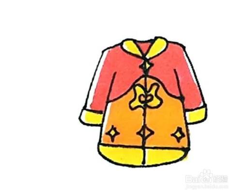 画新年棉袄的儿童卡通简笔画教程