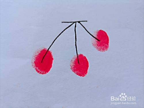 如何用手指印画樱桃