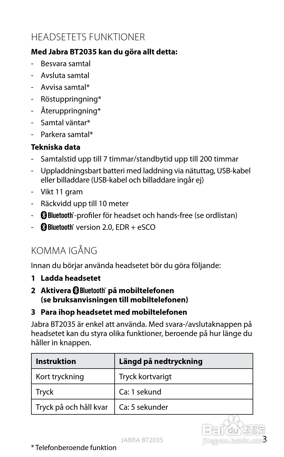 捷波朗BT2035蓝牙耳机使用说明书:[12]