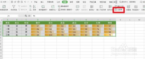 WPS中的Excel如何使用记录单功能来进行操作