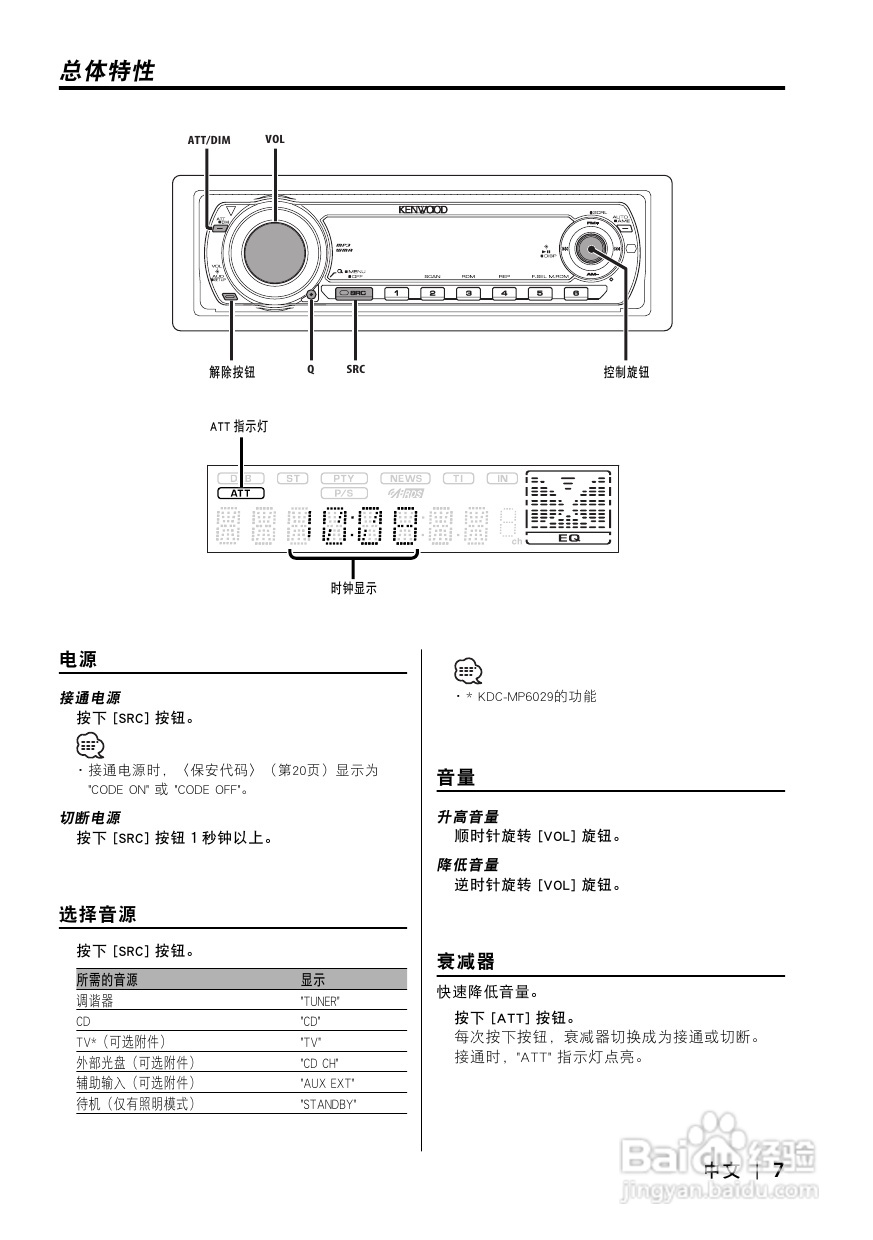 kenwood cd接收機kdc-mp6029使用說明書:[1]