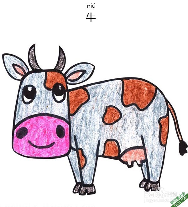 小牛简笔画可爱颜色图片