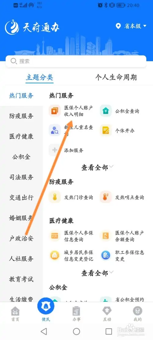 天府通办如何查询医保个人账户收入明细