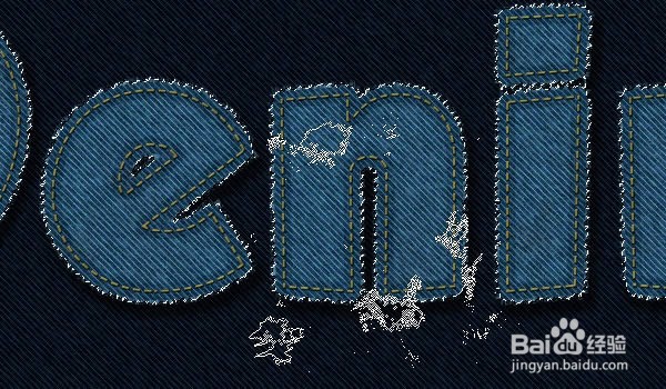 如何在Photoshop中制作缝合牛仔布文字效果