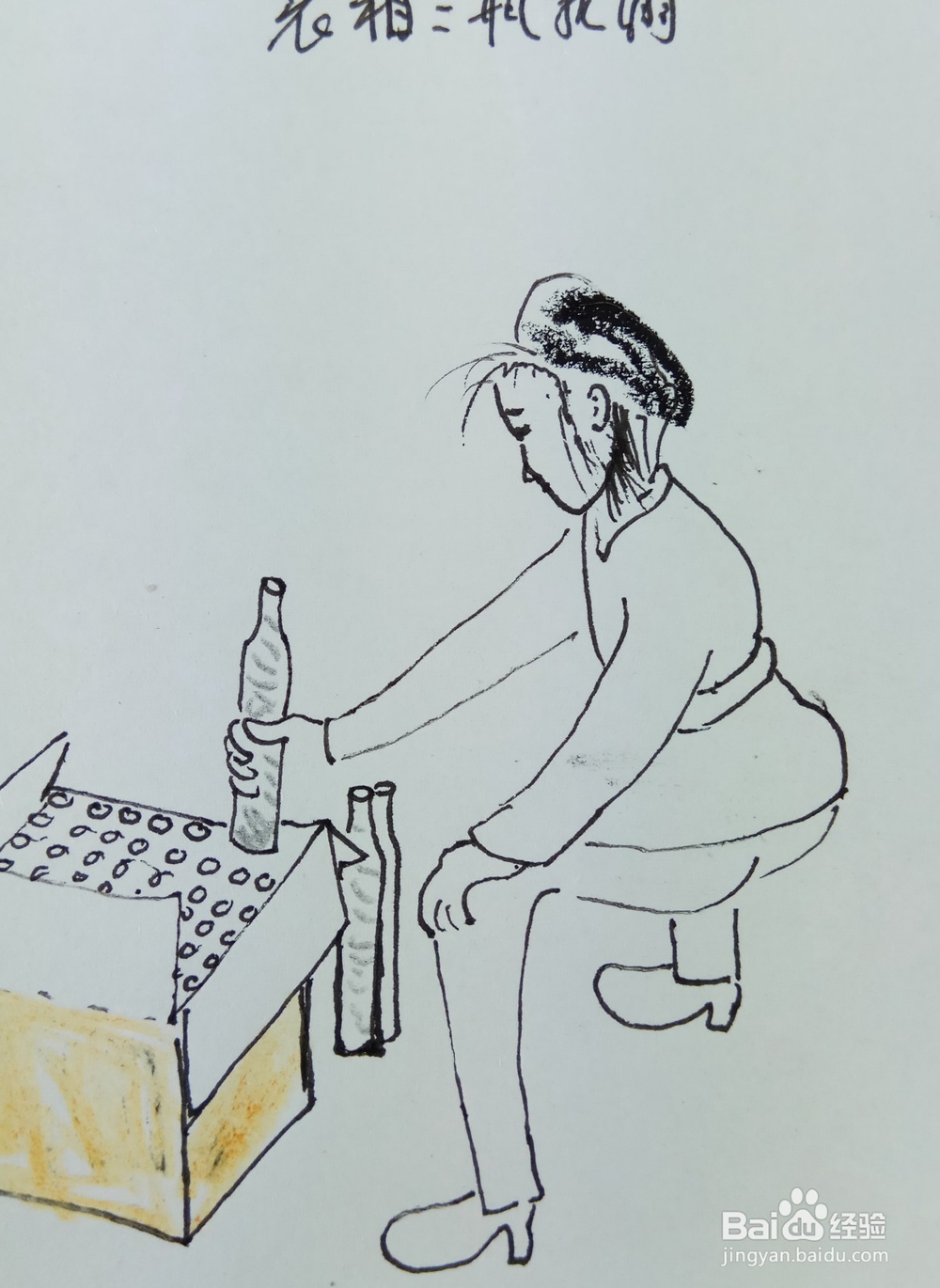 怎样画简笔画“将瓶子装箱”？