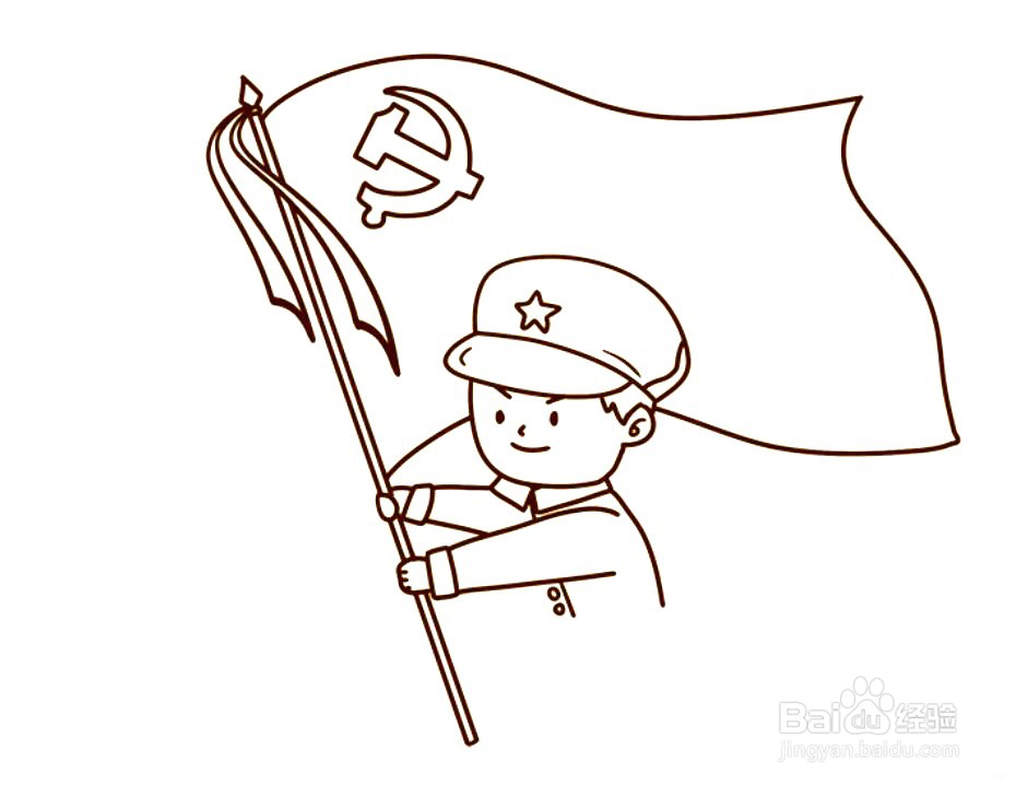 党旗照片素描画法图片