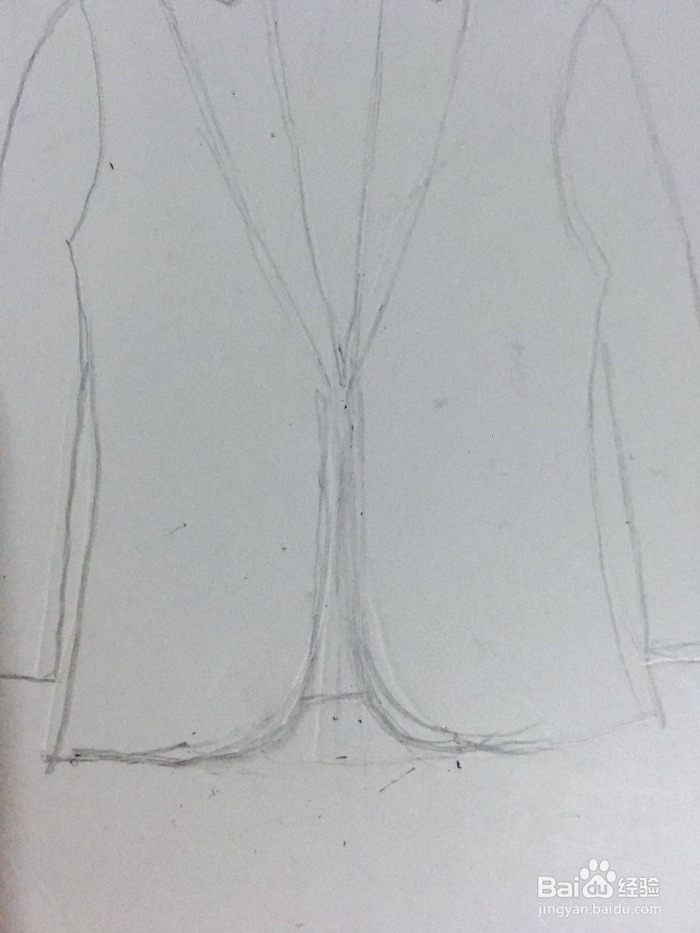 怎样画一件男士戗驳领抹角西服的简笔画