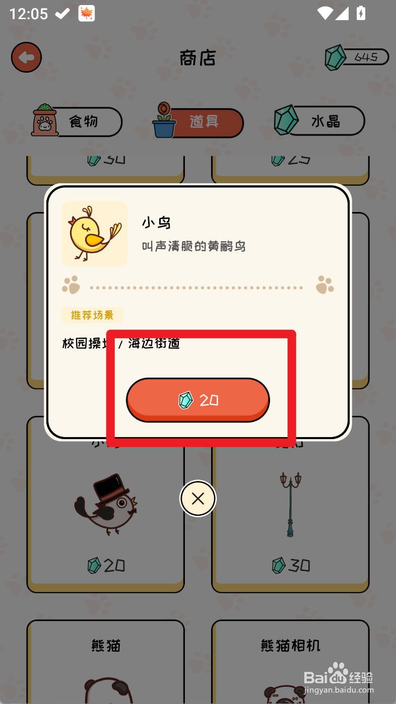 萌小喵日记如何购买小鸟道具