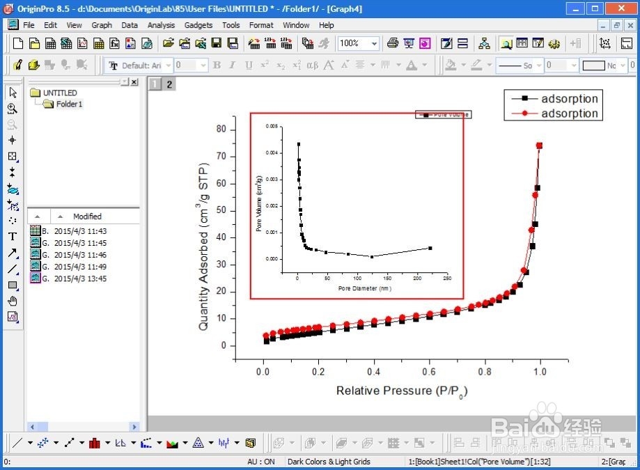 如何将氮气吸附脱附曲线及孔径分布图作于一张图