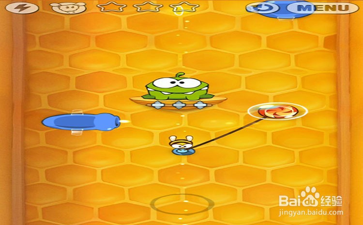 手机游戏割绳子level10-6三星攻略