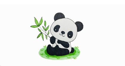 熊猫吃竹子简笔画彩色图片