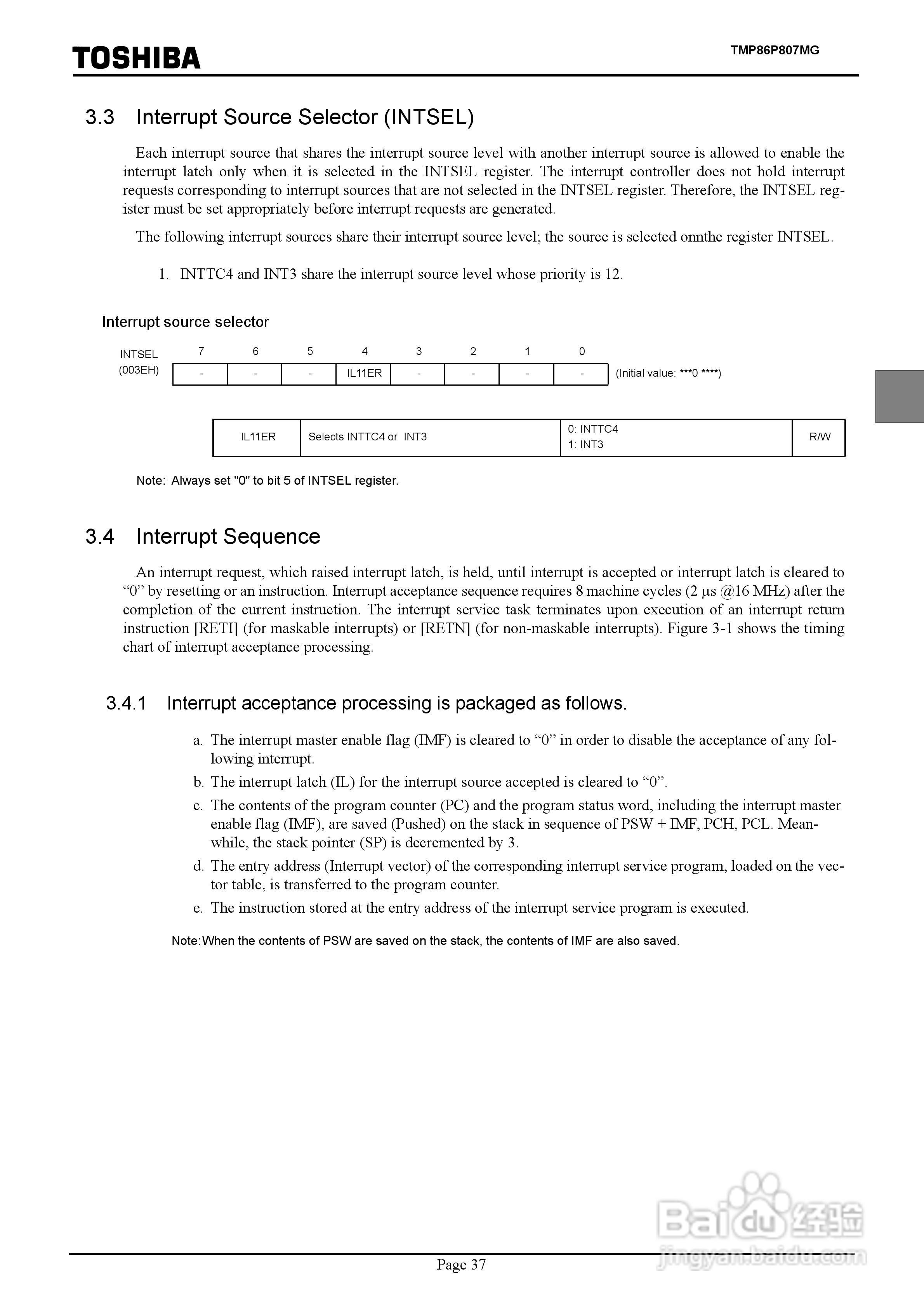 TOSHIBA TMP86P807MG微处理器说明书:[5]