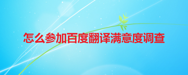 怎么参加百度翻译满意度调查