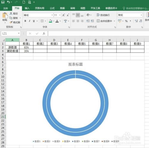 在Excel中制作特别细的圆环图