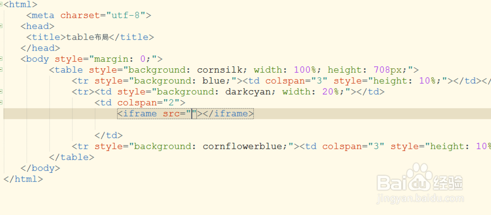 html的表格中设置内联框架
