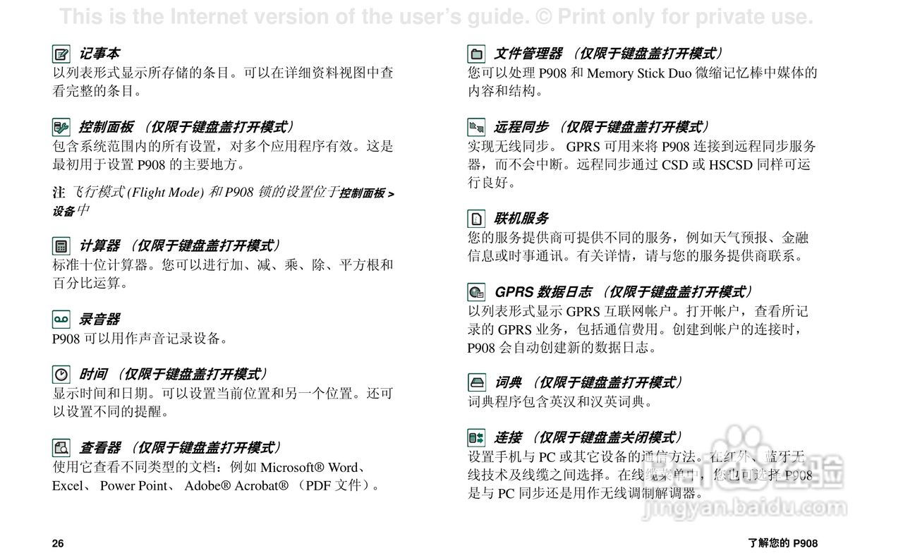 索尼爱立信P908手机使用说明书:[3]