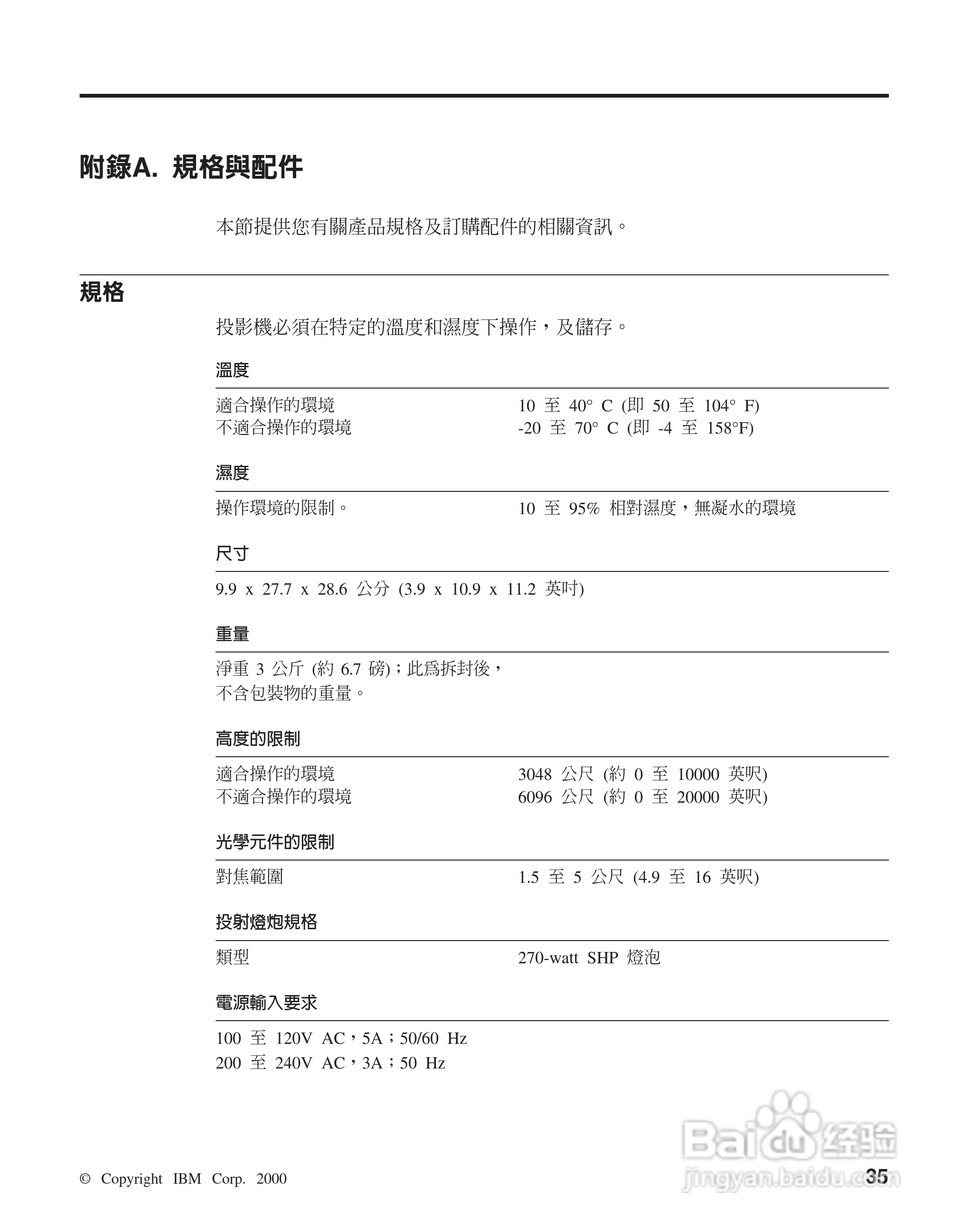 IBM iL2120投影机说明书:[5]