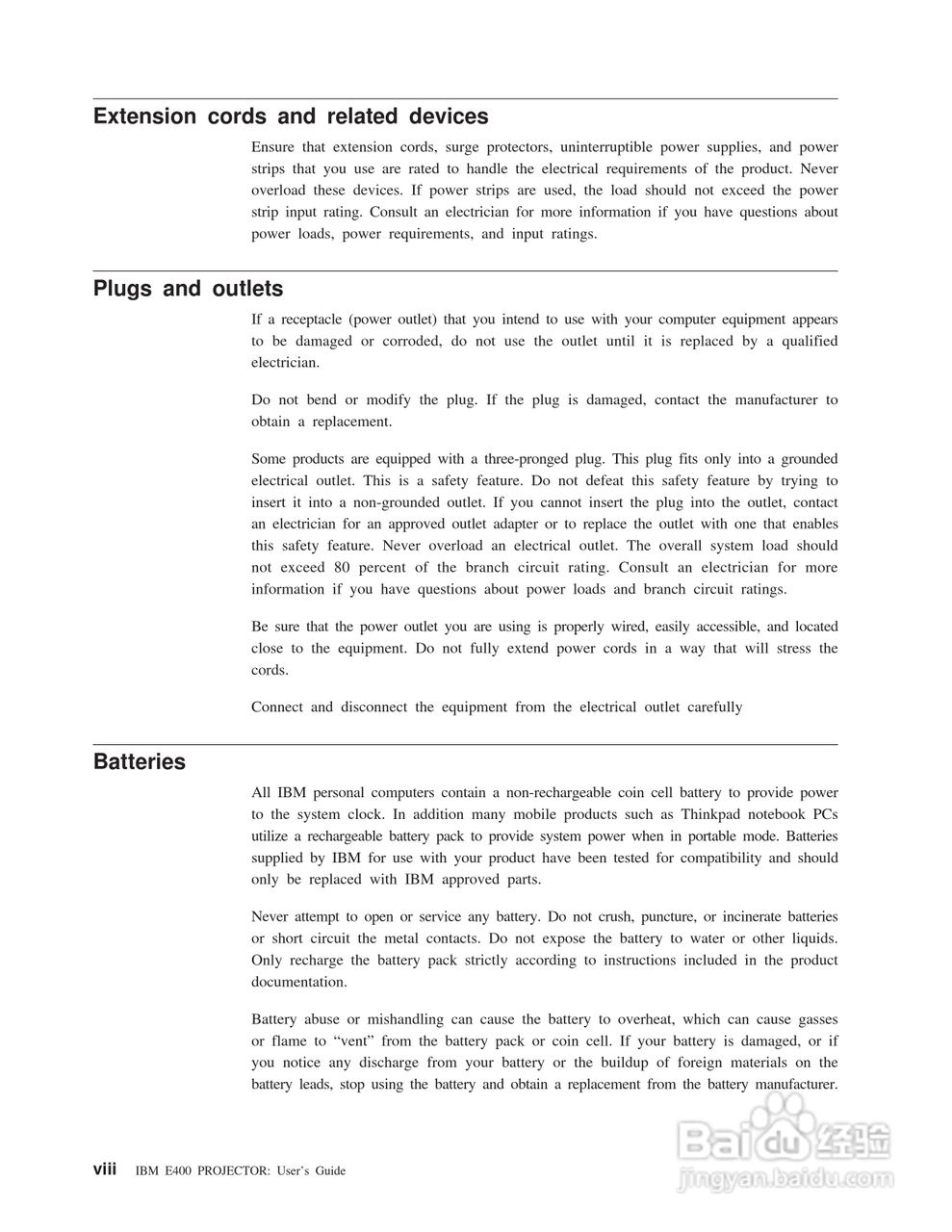 IBM E400投影机说明书:[1]
