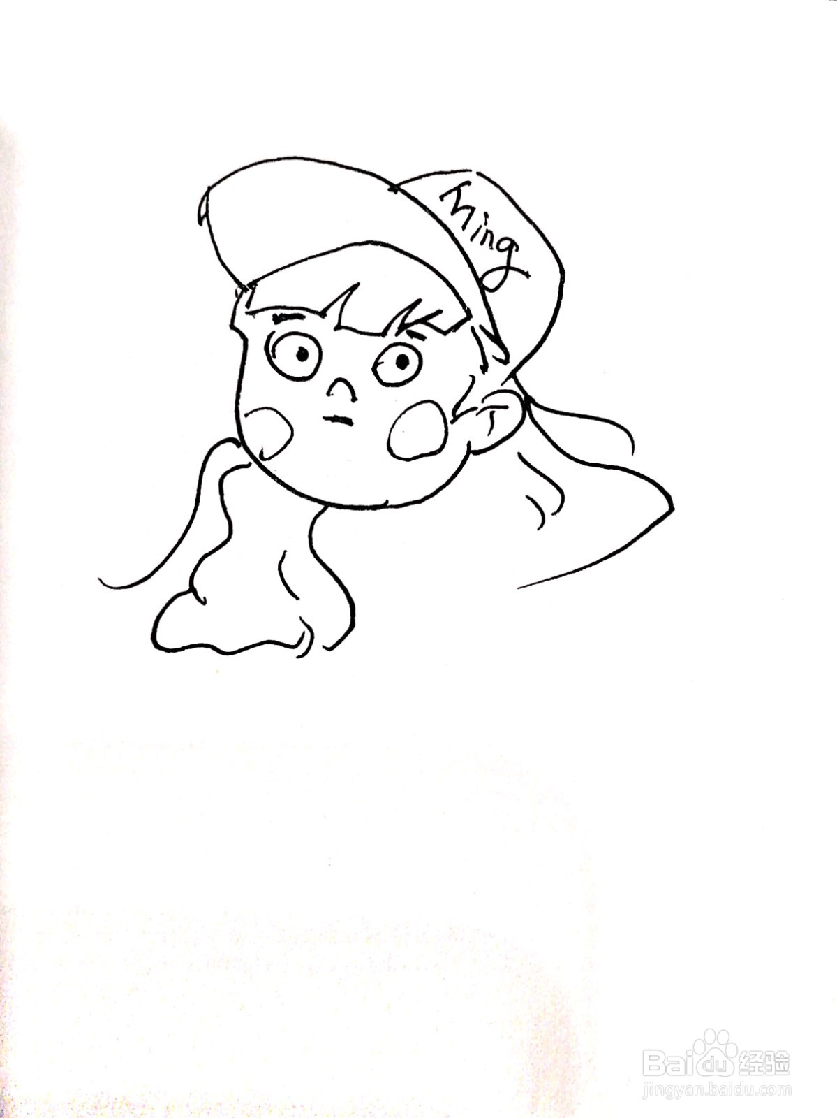戴着鸭舌帽的漂亮女孩线描画怎么画