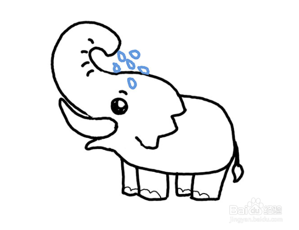 如何画鼻子喷水洗澡的大象