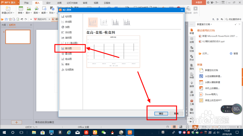 如何在PPT中插入股价图并能修改数据呢？