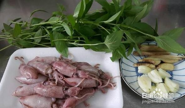 鱼香菜爆炒鱿鱼仔