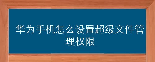 华为手机怎么设置超级文件管理权限
