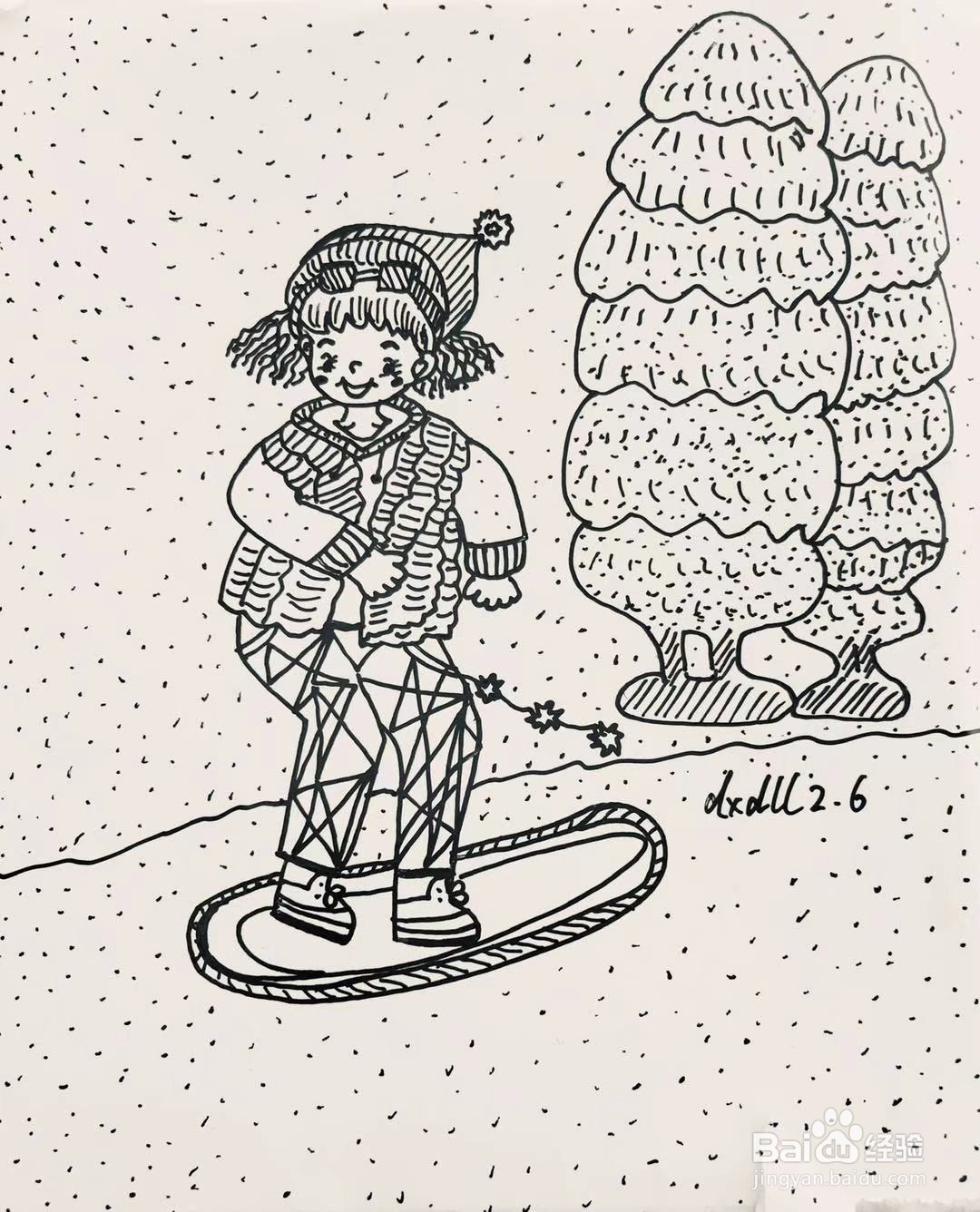 插画教程之如何画一个滑雪的女孩