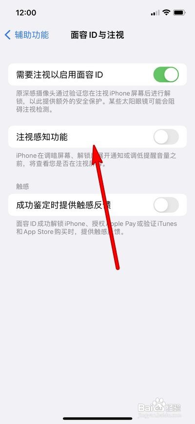 iPhone12注视感知功能怎么打开