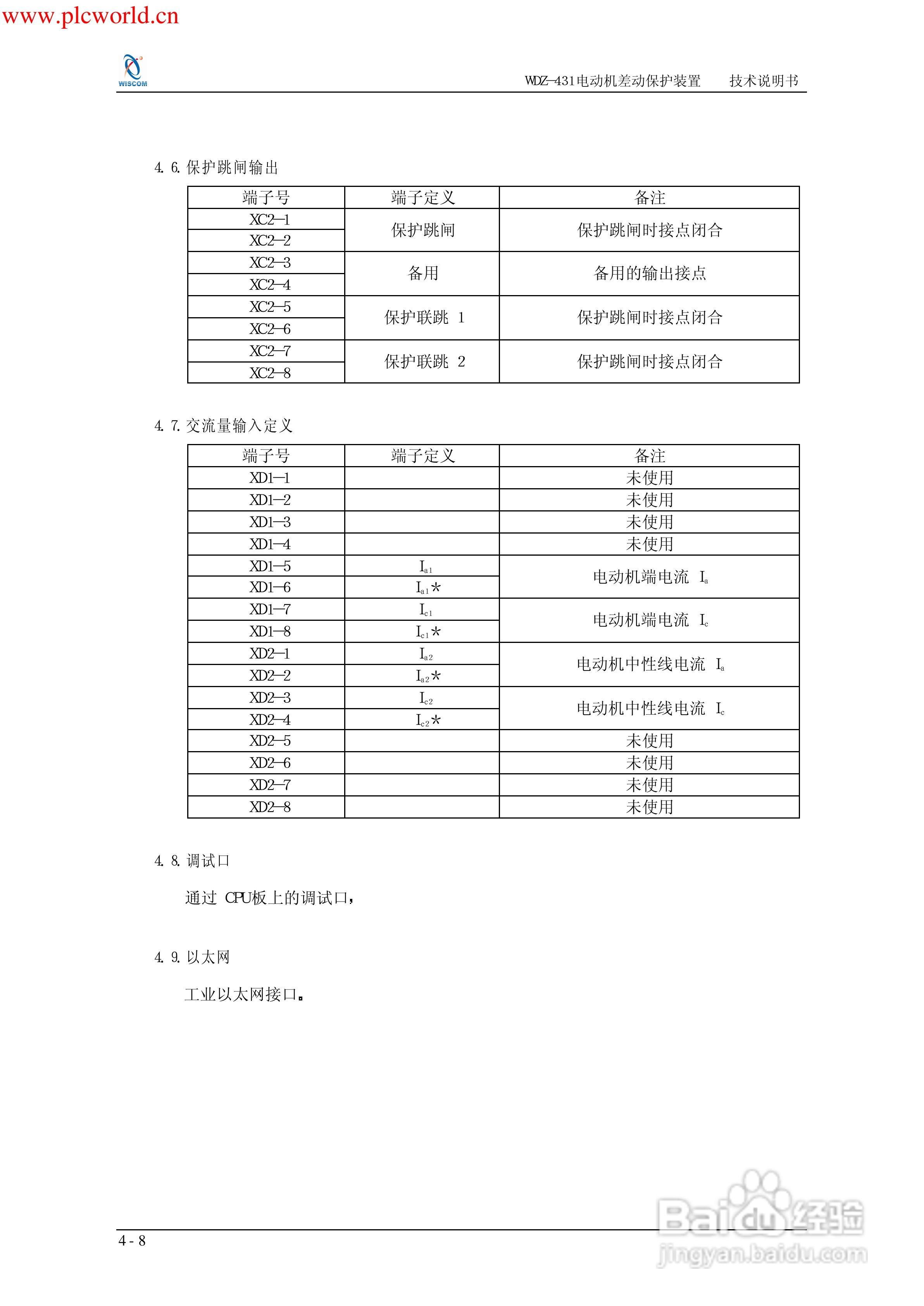 WDZ-491电压互感器保护测控装置说明书:[8]