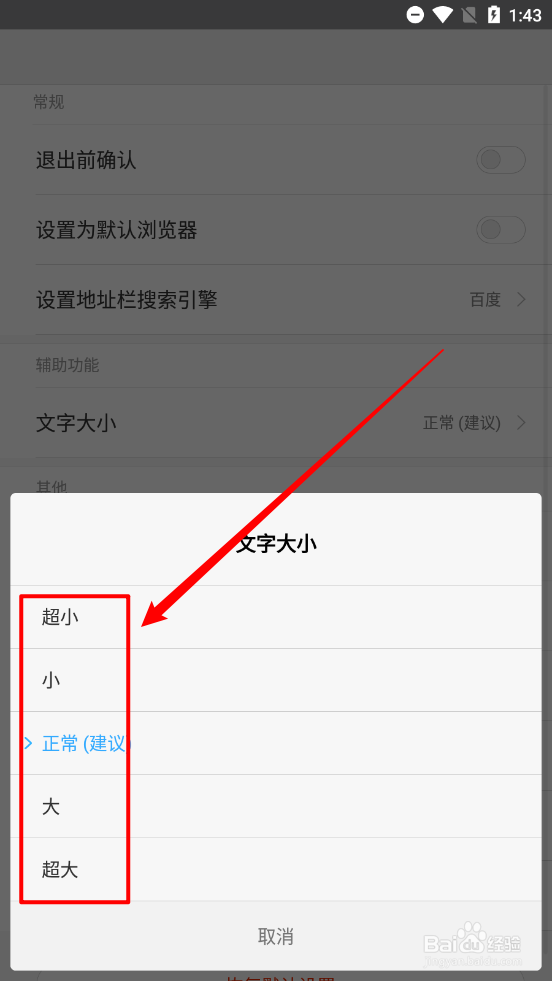 欢欢视频浏览器设置文字大小