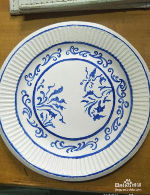手绘青花瓷装饰纸盘 百度经验