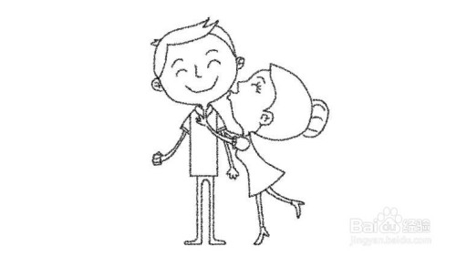 亲亲动作简笔画