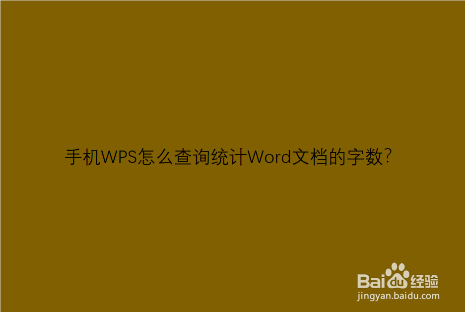 <b>手机WPS怎么查询统计Word文档的字数</b>
