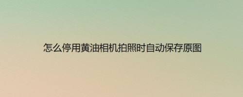 怎么停用黄油相机拍照时自动保存原图