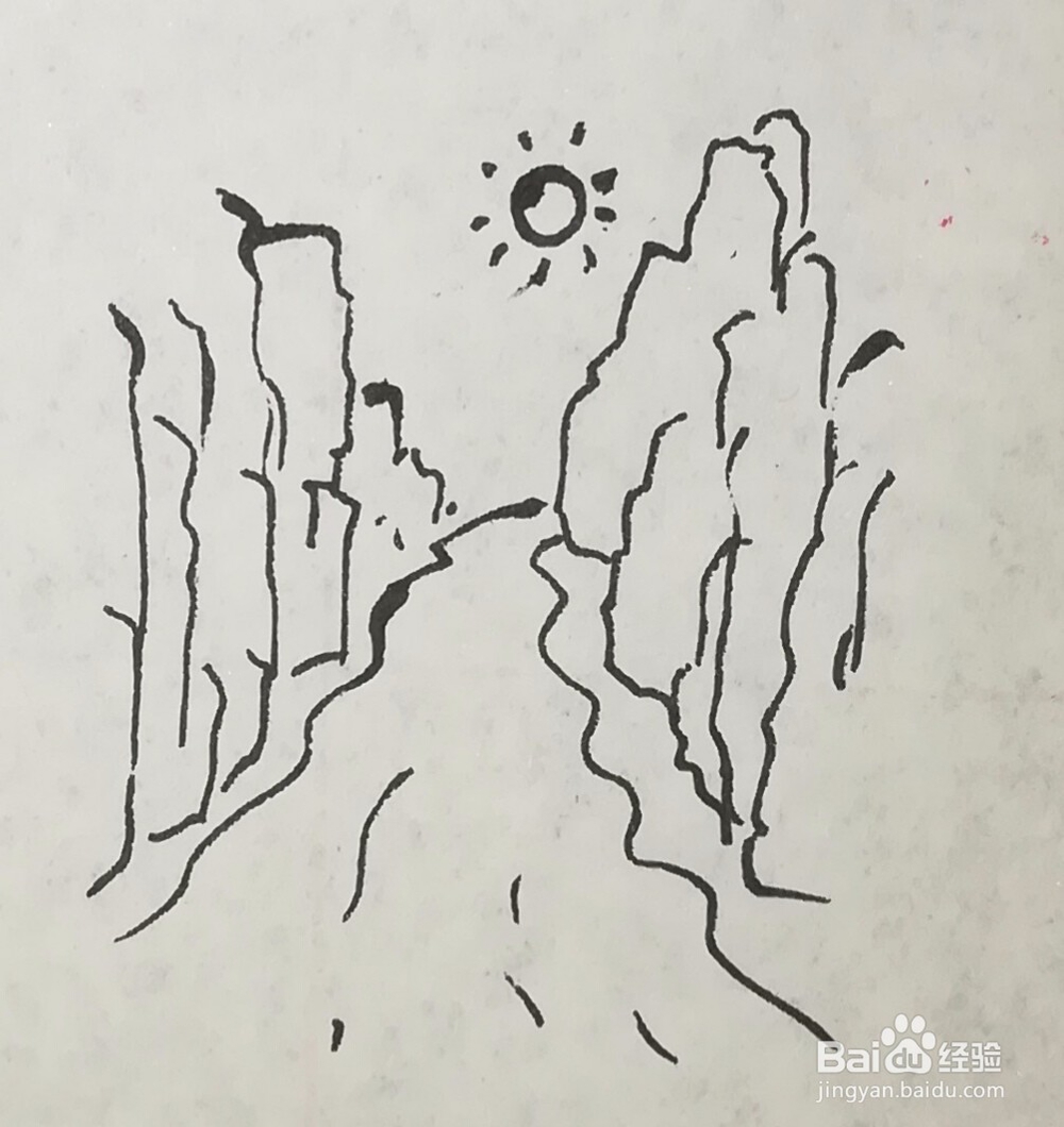 两岸青山碧水孤帆风景简笔画怎么画