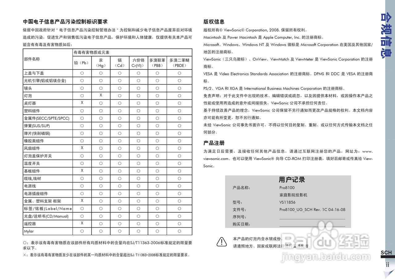 ViewSonic优派VS11856投影仪说明书:[1]