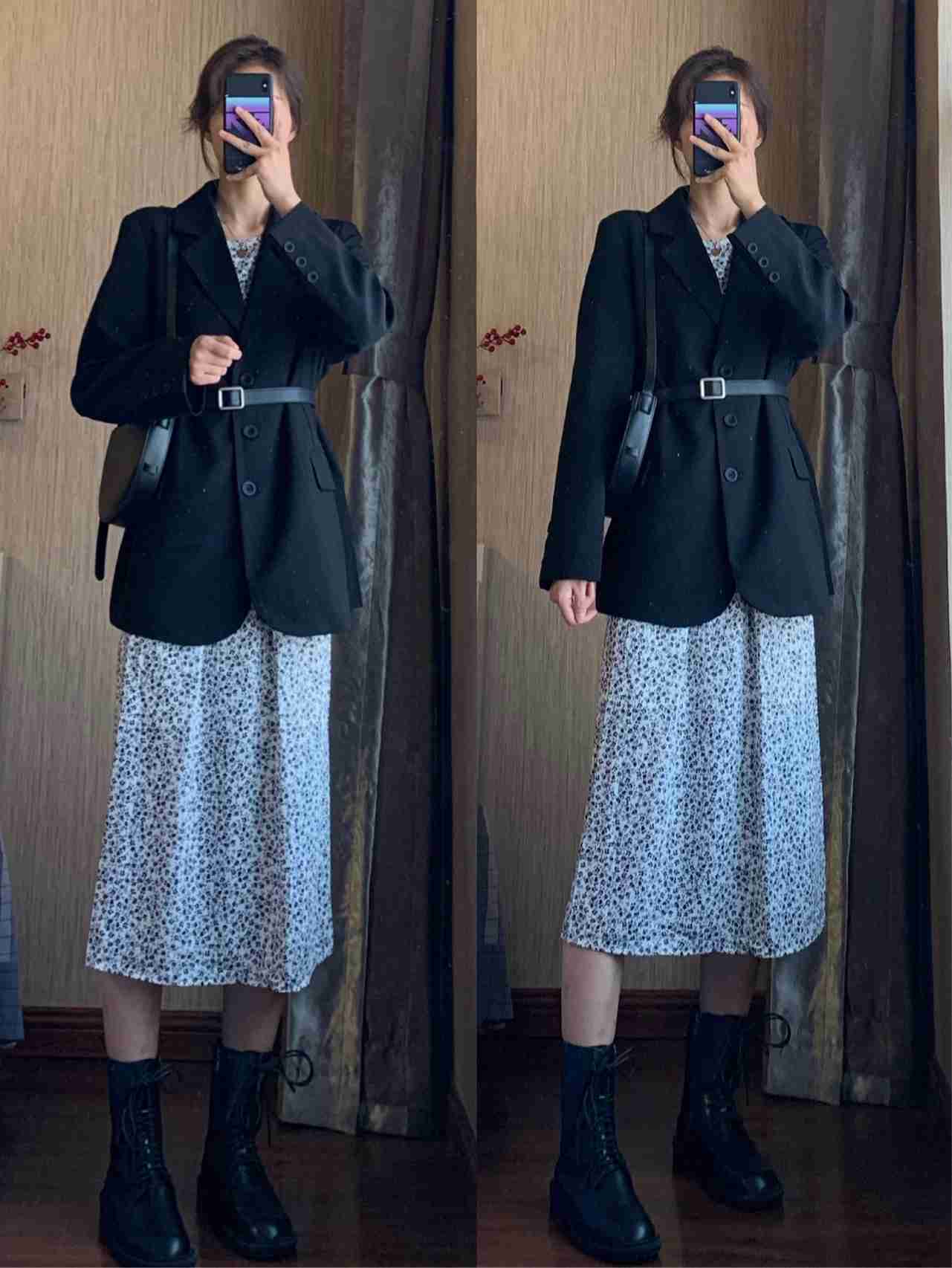 175 95的穿搭分享|秋冬穿搭必备的碎花裙