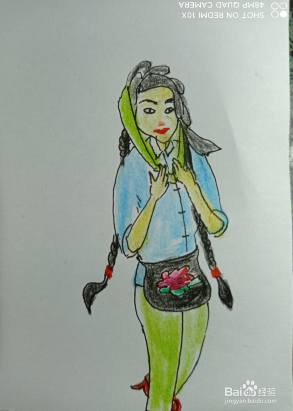 怎样画简笔画爱美的长辫子女孩?