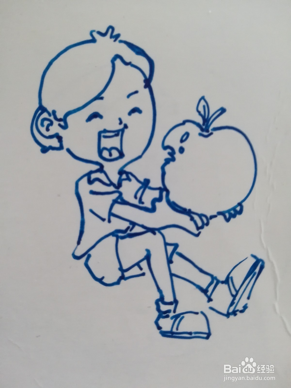 <b>吃苹果的男孩简笔画怎么画</b>