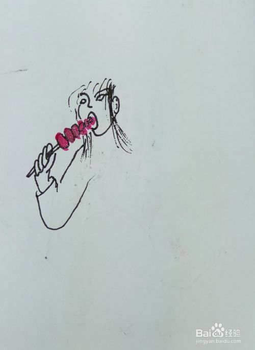 怎样画简笔画“爱吃山楂串的小女孩”？