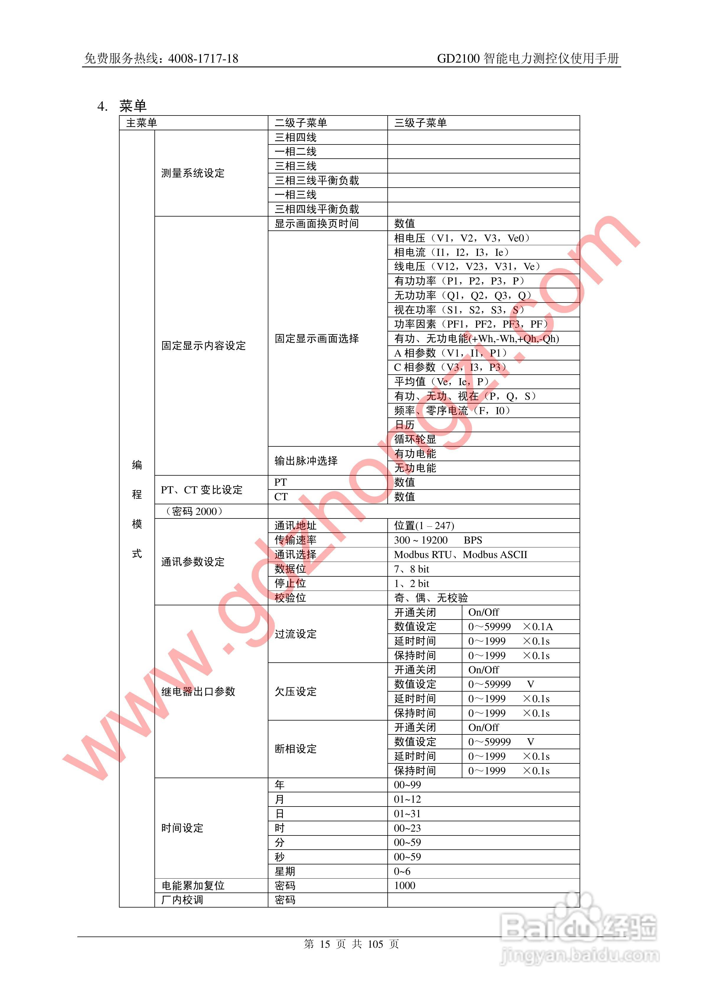 国电中自GD2100智能电力监测仪使用说明书:[2]