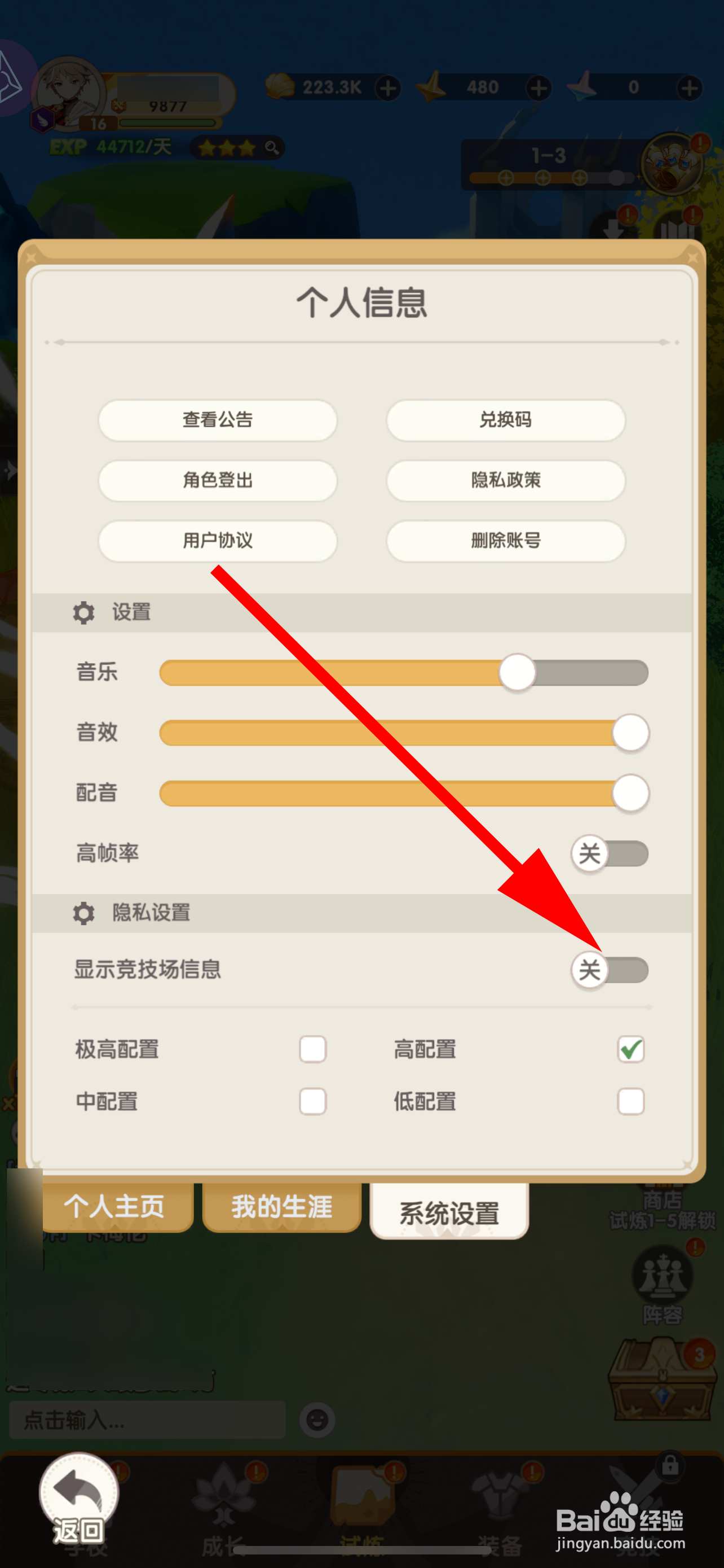 银鸦之梦怎样关闭显示竞技场信息