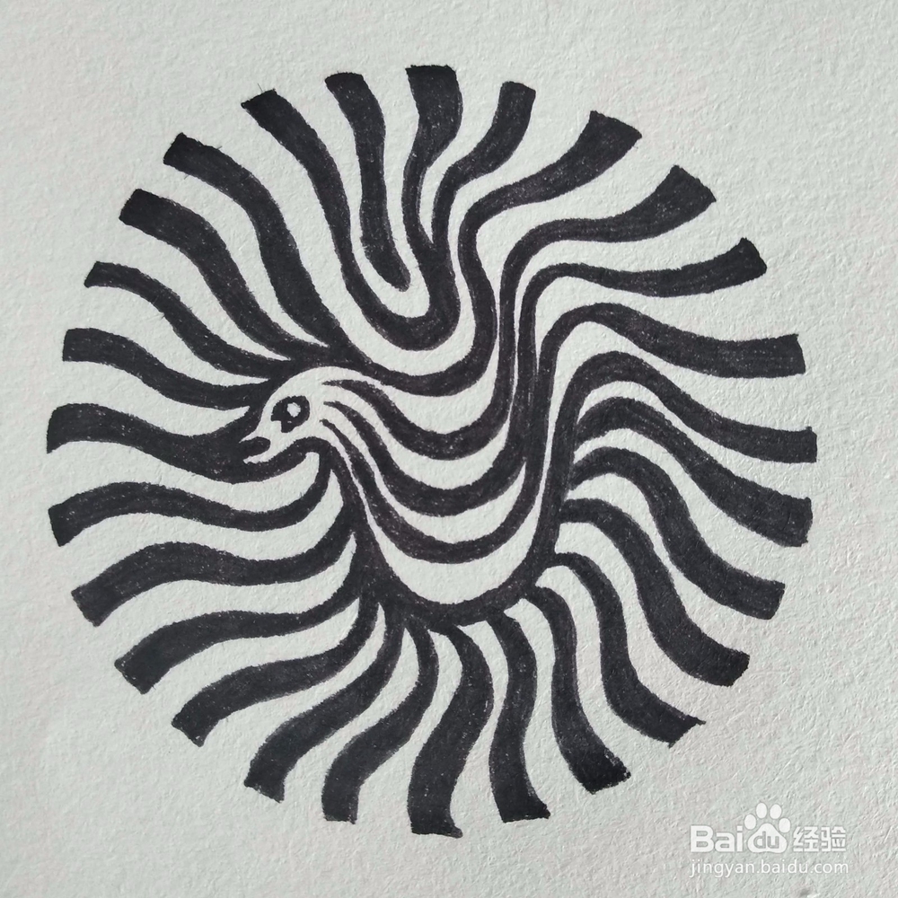 如何用线条画出一只小鸟平面构成创意画？