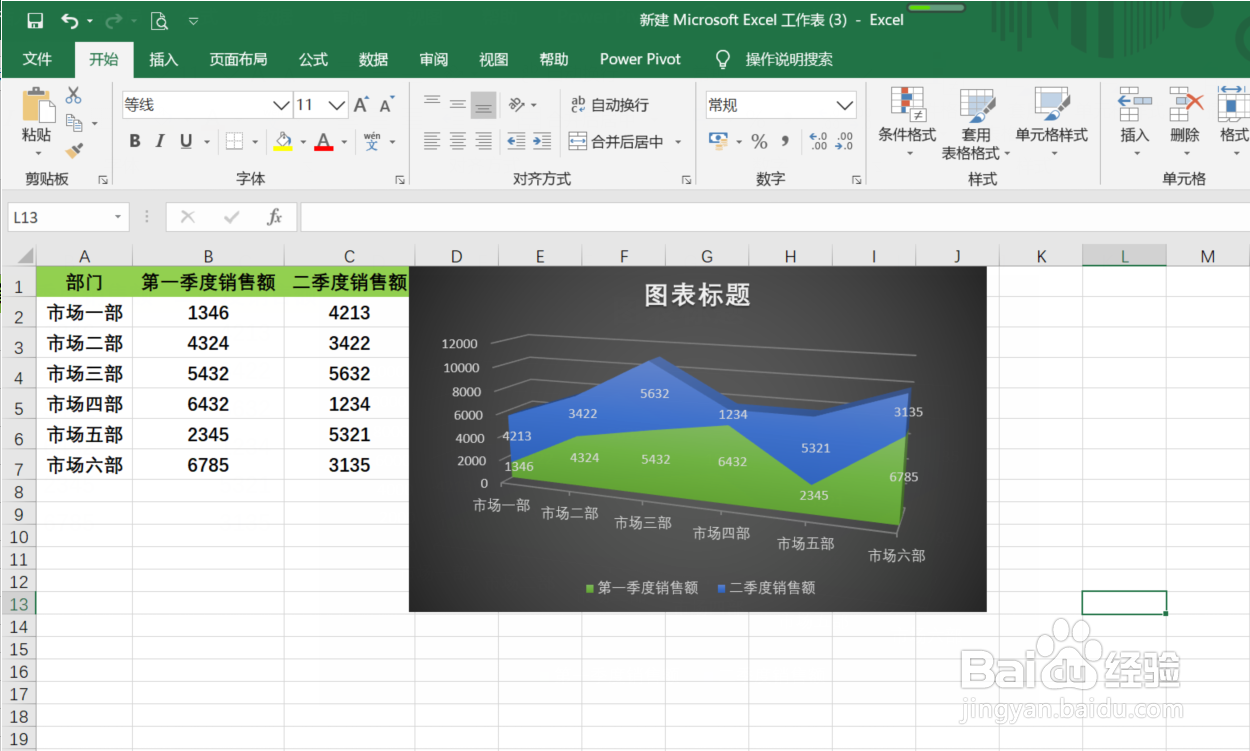 Excel中怎么制作三维堆积面积图